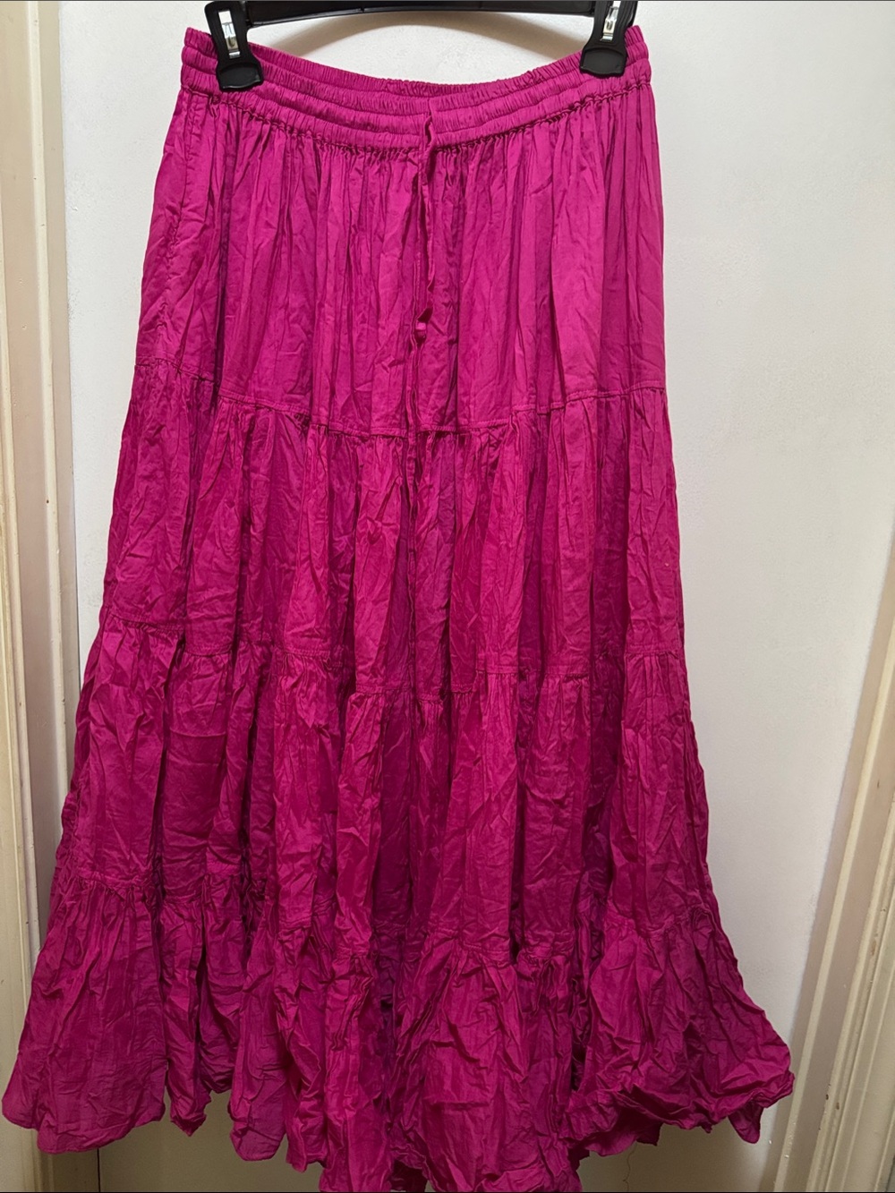 Women’s Tiered 25 YARD ATS/TRIBAL FUSION Maxi Skirt in Fuchsia - 100 % COTTON